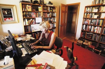 “Her Writing Journey” (with cat) — Arizona Daily Star, Sept. 30, 2007